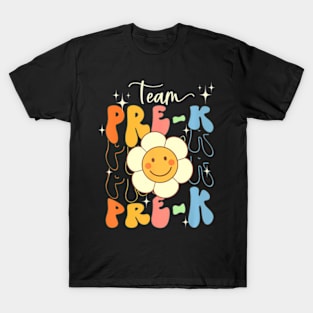 Smile Face First Day Of Team Prek Back To School Groovy T-Shirt